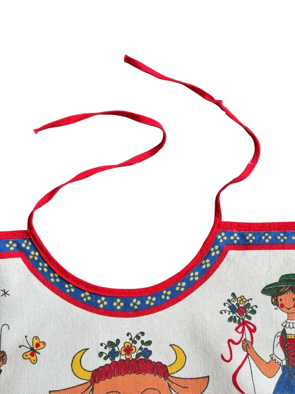 Vintage Kolf Baby Bib Scandinavian / Austrian Design With Fondue Recipe Linen